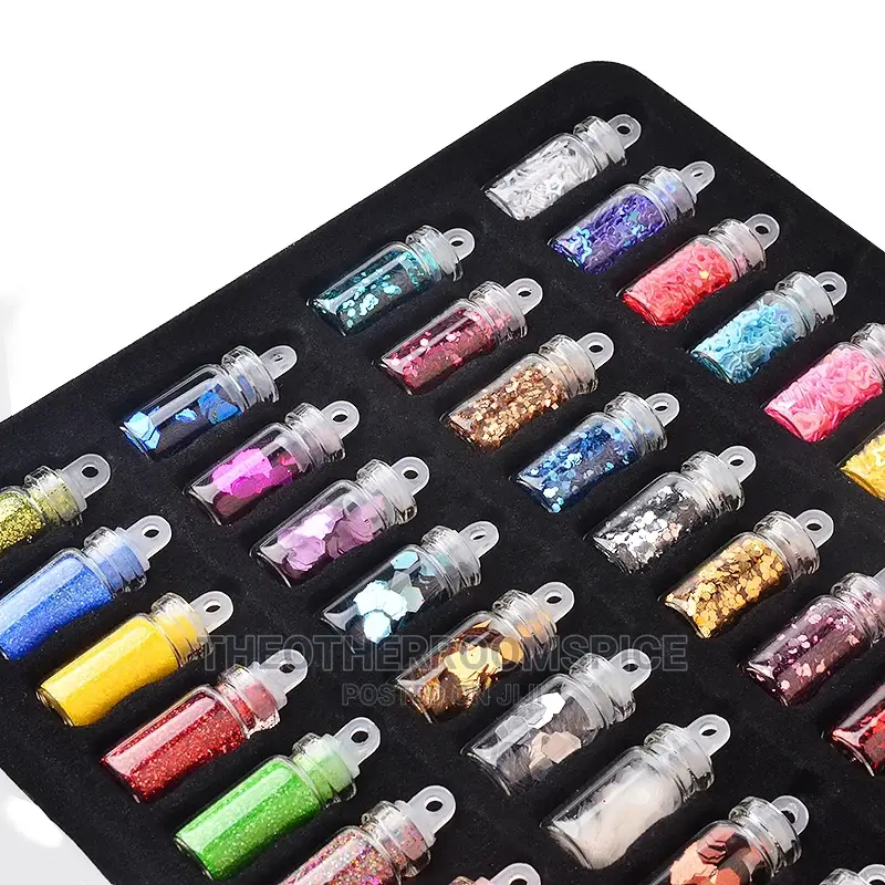 48 Bottles Nail Art Sequins Glitter Powder Manicure Stickers