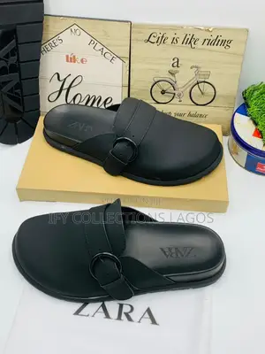 Trendy ZARA Designer Black Leather Shoes.