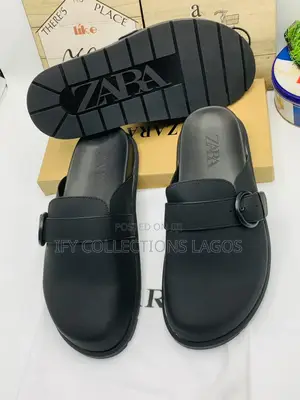 Trendy ZARA Designer Black Leather Shoes.