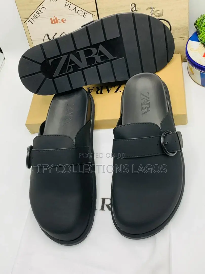 Trendy ZARA Designer Black Leather Shoes.