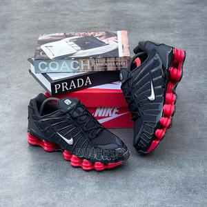 skepta x nike shox tl black red