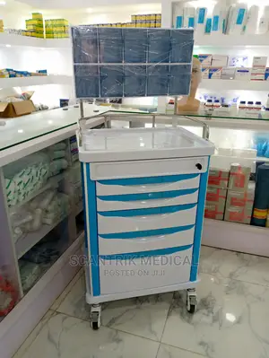 Plastic Medical Trolley With Drawers, 4 Wheels Hospital