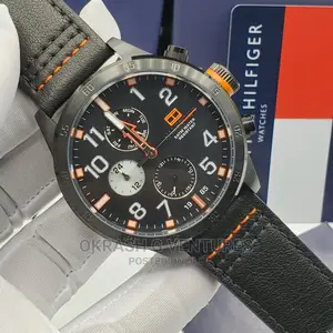 Tommy Hilfiger Chronograph Black Leather Strap Watch
