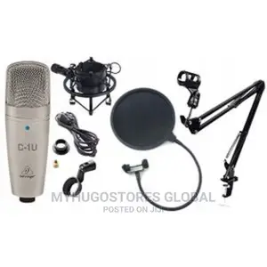 Behringer C-1u USB Mic+Pop Filter+Boom Arm, Free Shock Mount