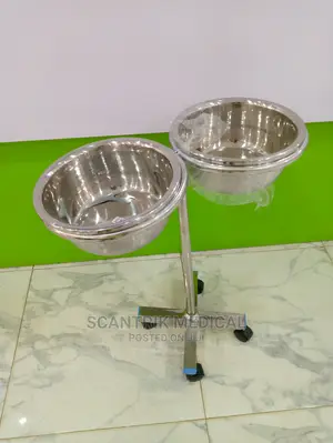 Easy-Clean Stainless Steel Double Bowl Stand