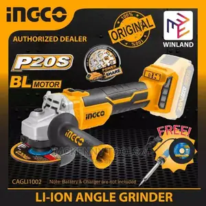 INGCO Tools LI-ION Brushless Angle Grinder 20V