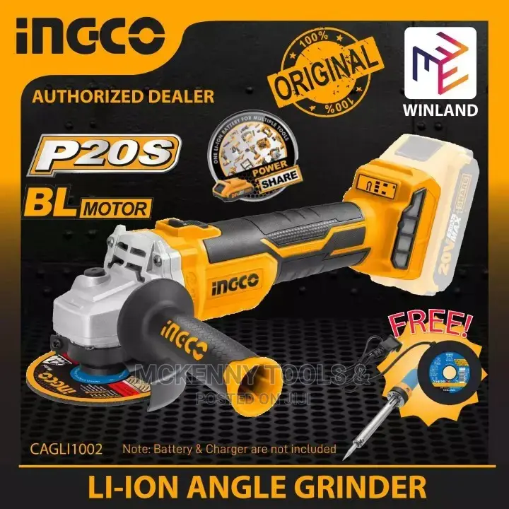INGCO Tools LI-ION Brushless Angle Grinder 20V