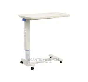Medical Adjustable Overbed Table Tray With Wheels