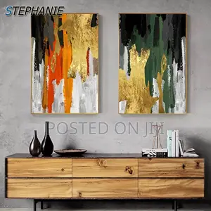 Abstract Gold Color Block Painting Foil Posters