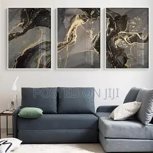 Golden Black Abstract Line Canvas Posters