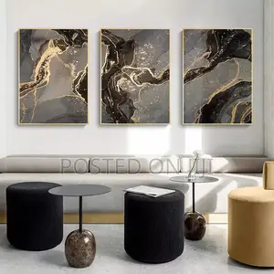 Golden Black Abstract Line Canvas Posters