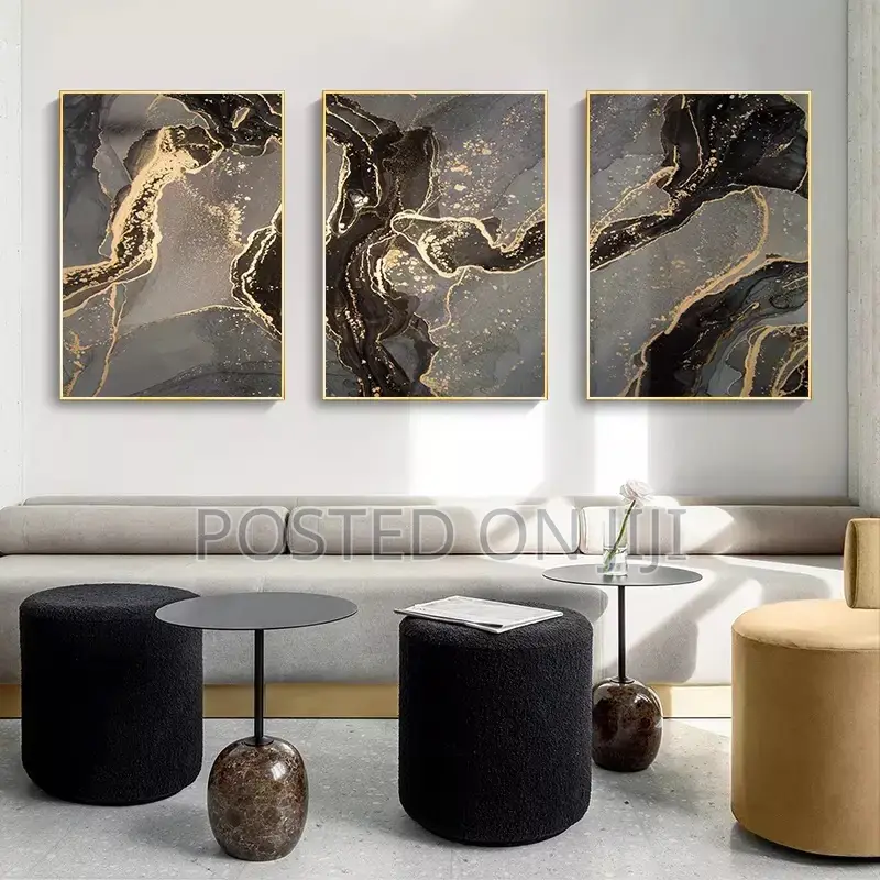 Golden Black Abstract Line Canvas Posters