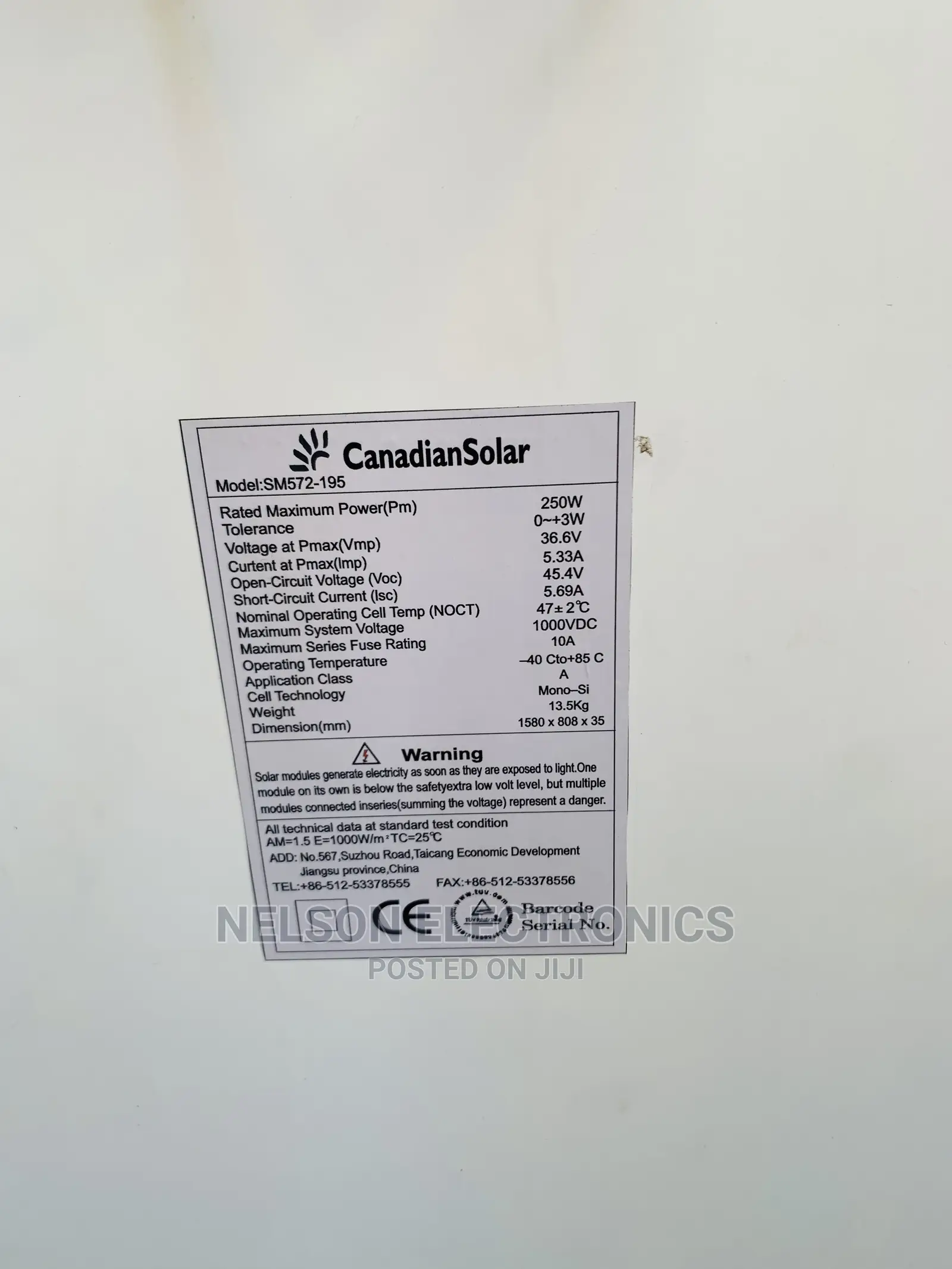 Canadian Solar Panel 250watt Very Neat Used Canadian Panel