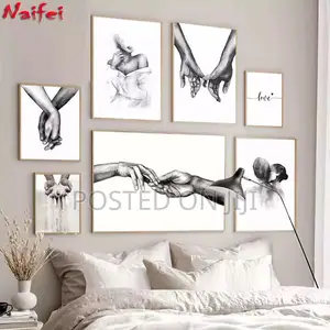 Black White Romantic Hand in Hand Diamond Painting