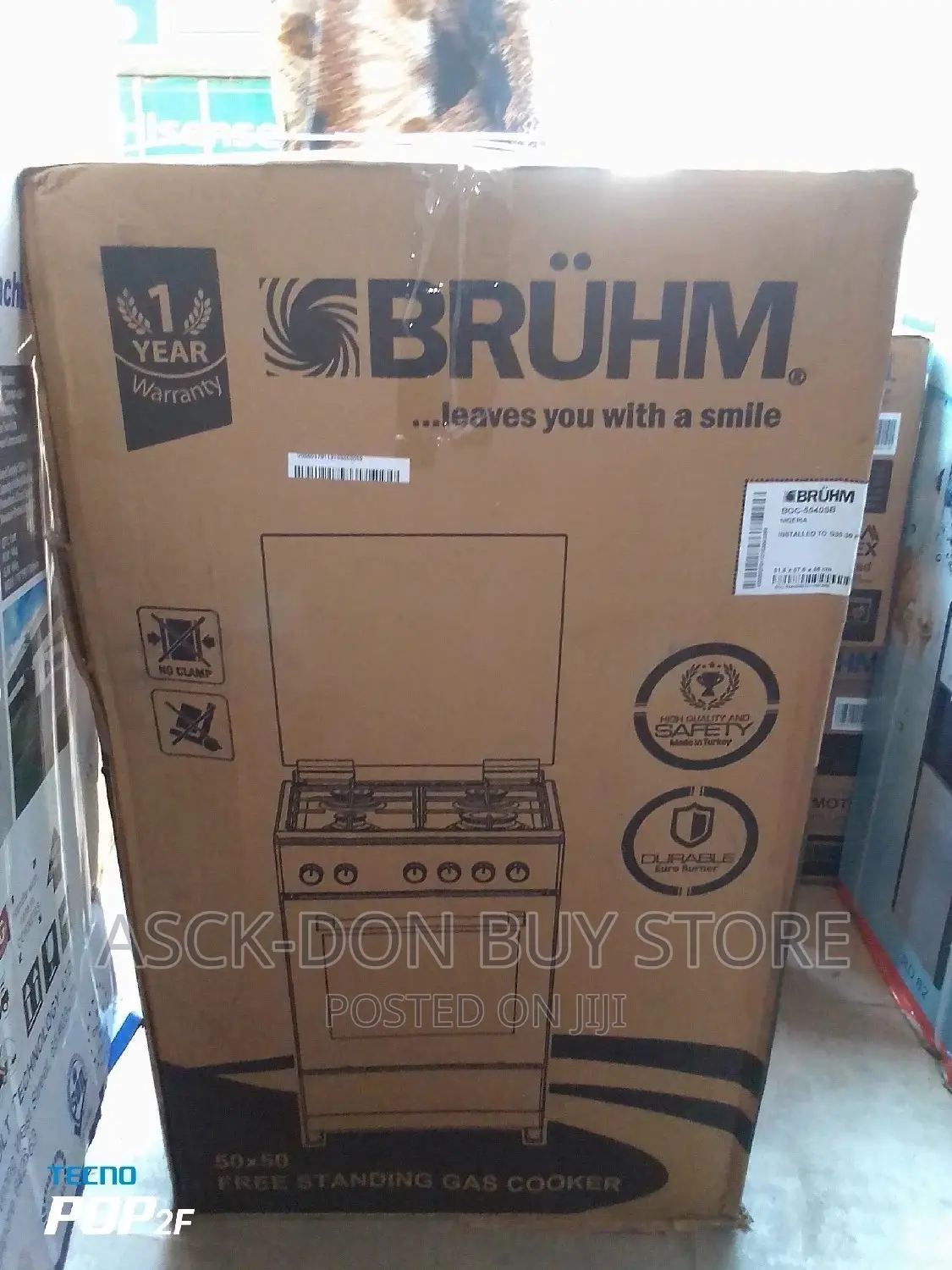 Bruhm Standing Gas Cooker With Oven