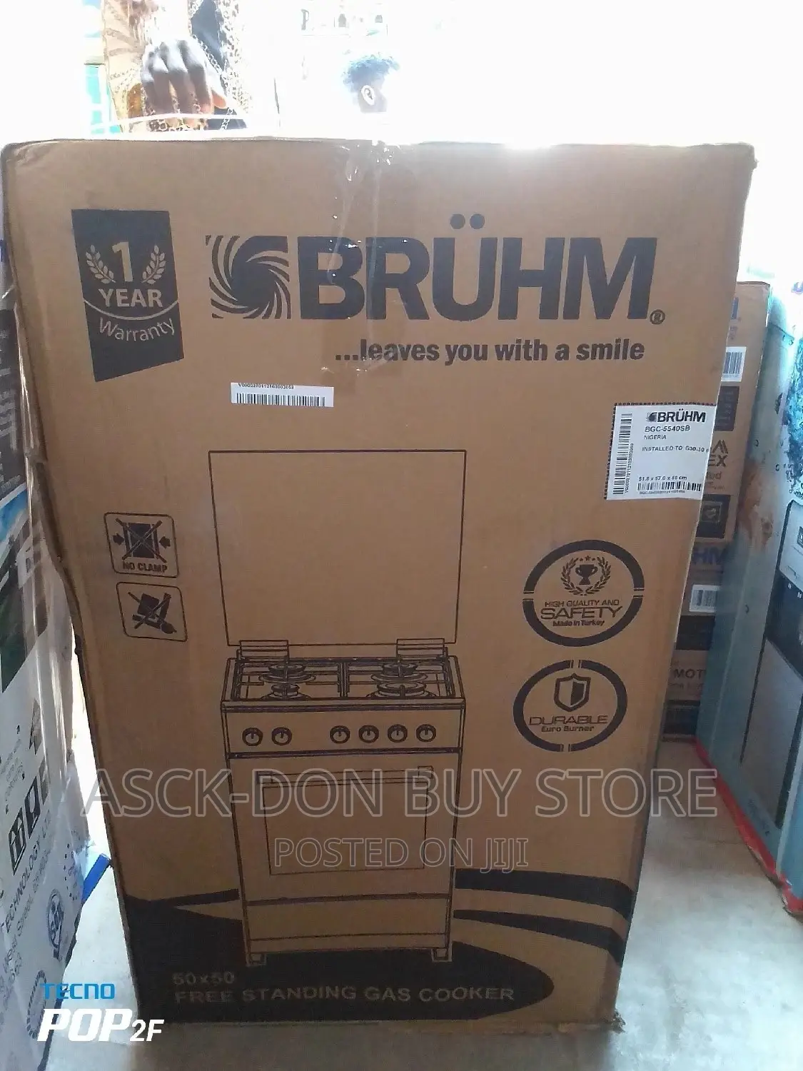 Bruhm Standing Gas Cooker With Oven