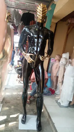 Glossy Fibre Black and Gold Full Body Male MANNEQUIN