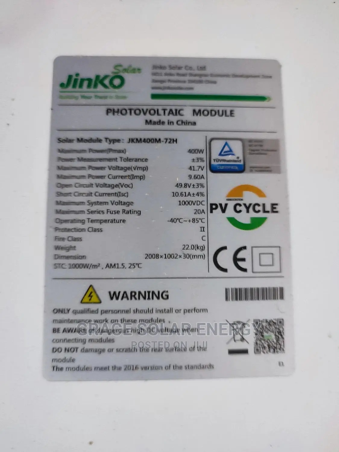 400watts Jinko Panel
