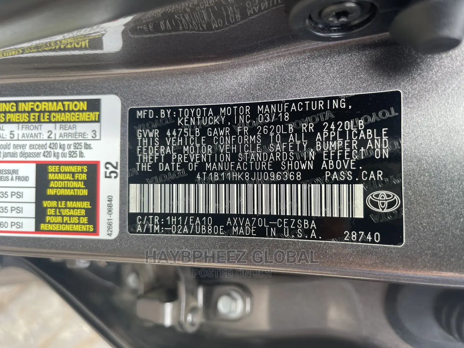 Toyota Camry 2018 Gray