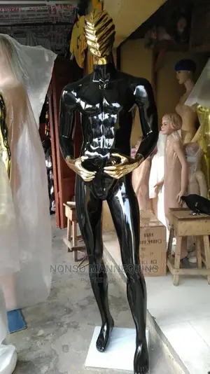 Fibre Huge Male Glossy Black Gold Display Luxury Manequin
