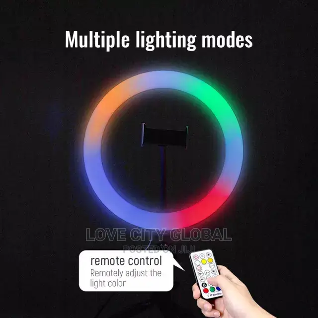 10" RGB Ringlight Stand, Remote, Bluetooth Shuttle Selfie