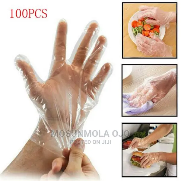 100pcs Clear Nylon Disposable Gloves