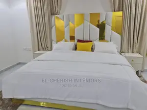 Master Bedset. Gold Bed and White Bed Set.