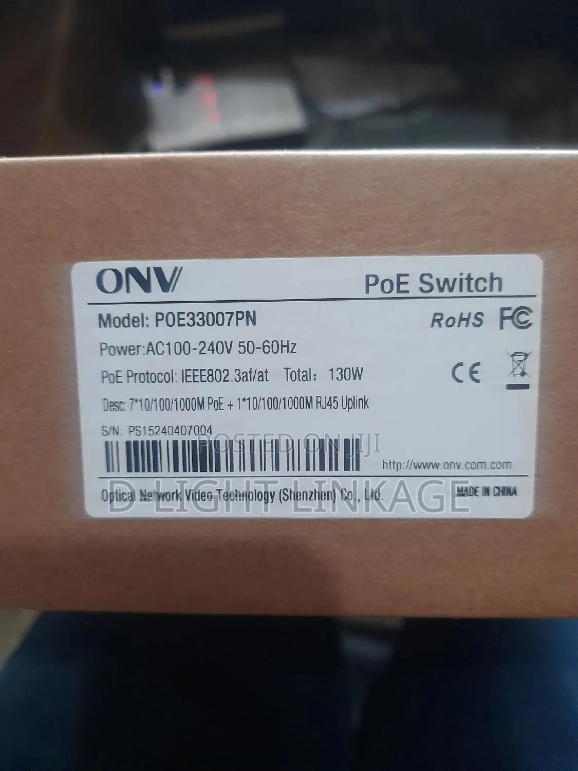 Onv 8port Poe Gigabit Switch
