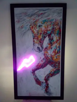 Graffiti Art Horse Canvas Painting With LED Neon Light