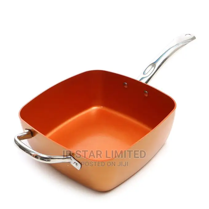 4pcs Copper Square Glass Lid Induction Base Non-Stick Pan