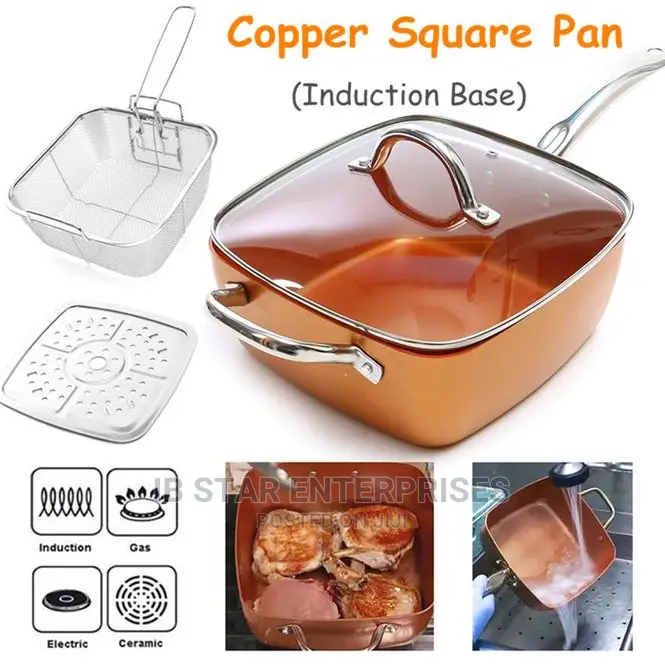 Square Copper 4sets Non-Stick Frying Pan Colander