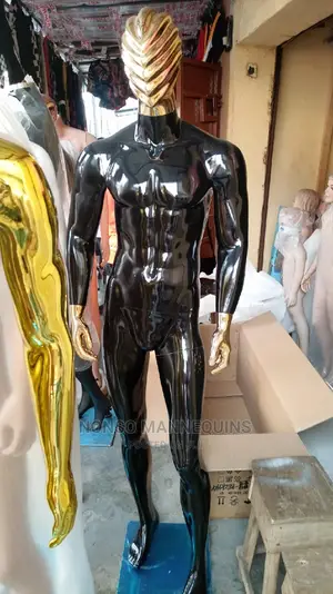 Black Gold Line Face Full Body Fibre Display Mannequin