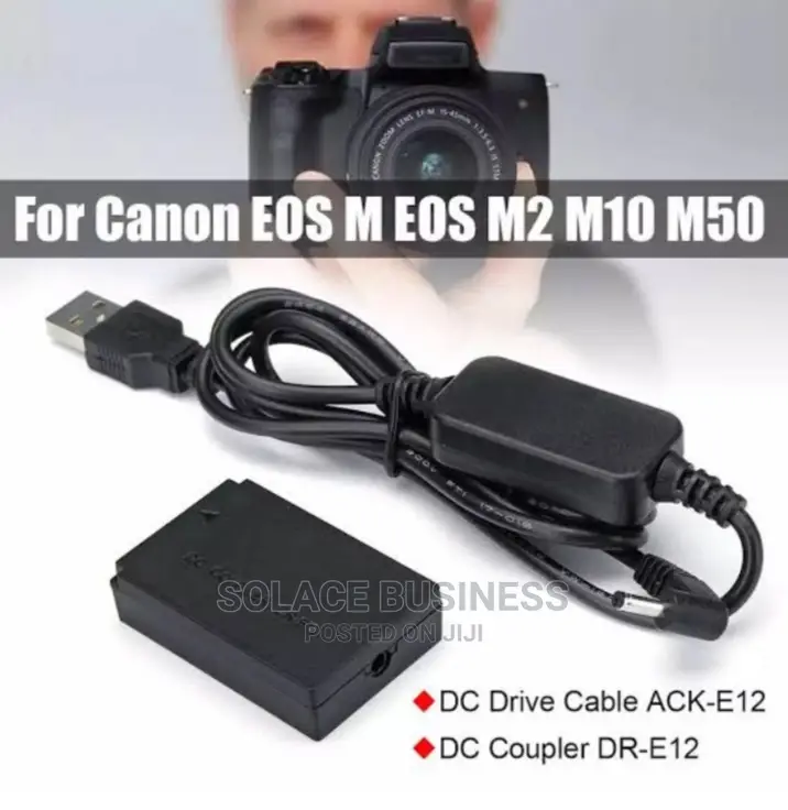 Canon M50, DC Coupler LP-E12, DR-E12, Dummy Battery Charger