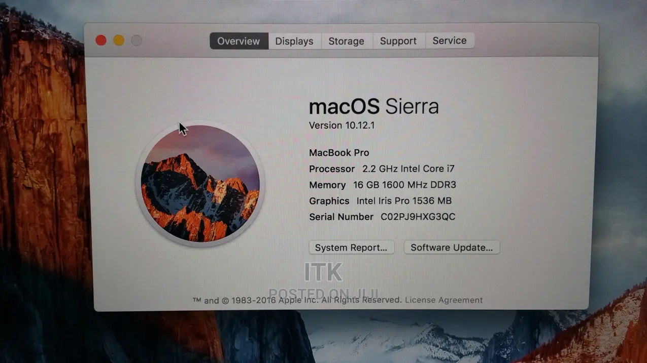 Laptop Apple MacBook Pro 16GB Intel Core I7 SSD 512GB