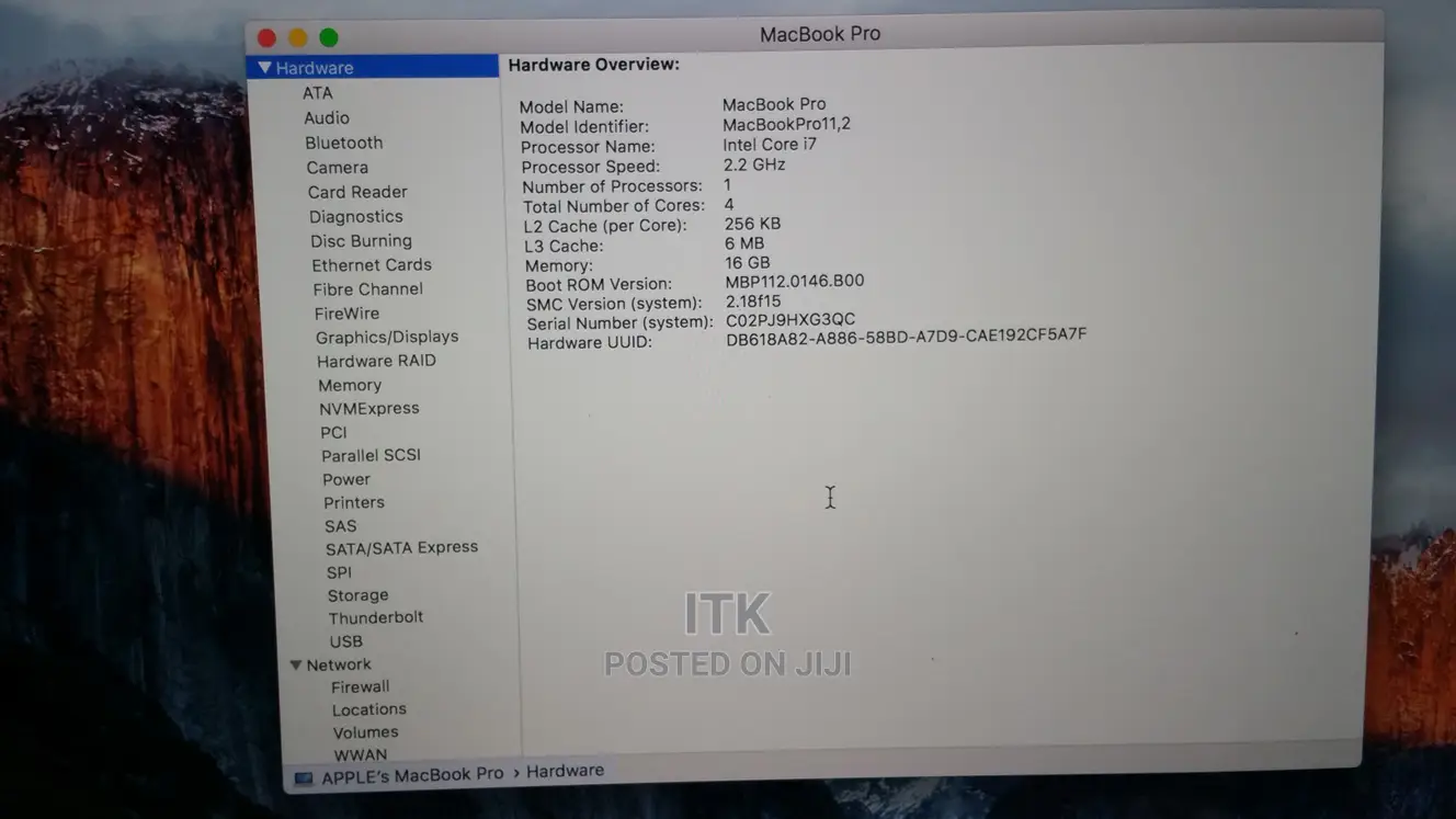 Laptop Apple MacBook Pro 16GB Intel Core I7 SSD 512GB