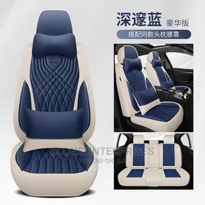 Deep Blue Slight Cream Real Leather Car Seat Cover