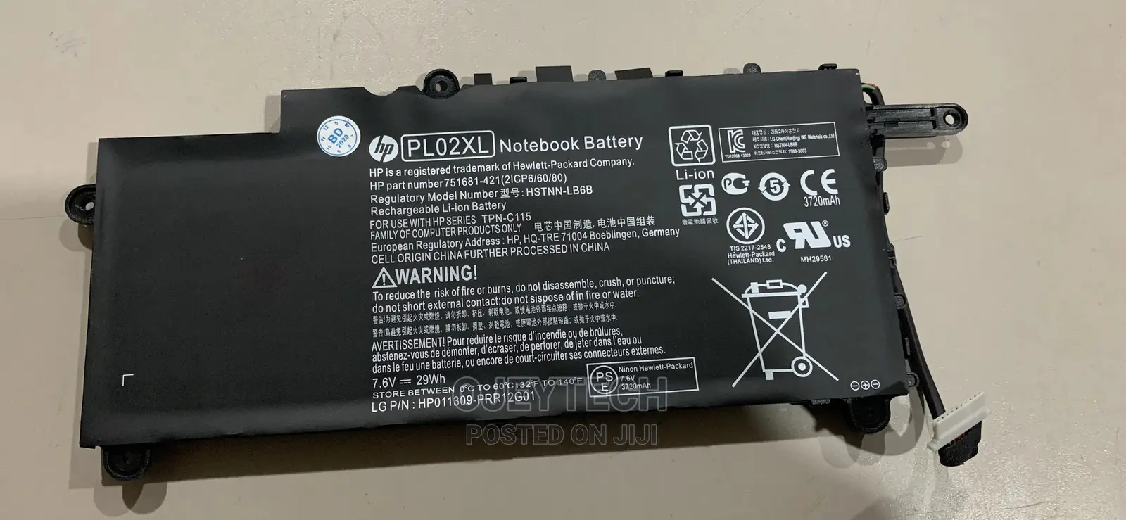 Hp Laptop PL02XL Notebook Battery