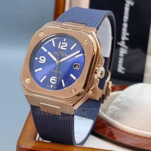 Bell Ross Rose Gold Blue Rubber Strap Watch