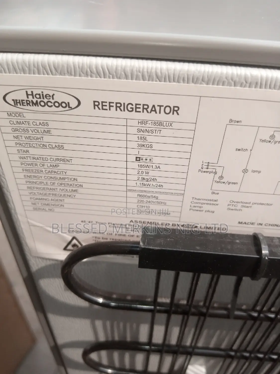 Haier Thermoccol Fridge 185blux