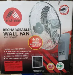 Photo - Andrakk 16 Inches Rechargeable Wall Fan + Remote Control