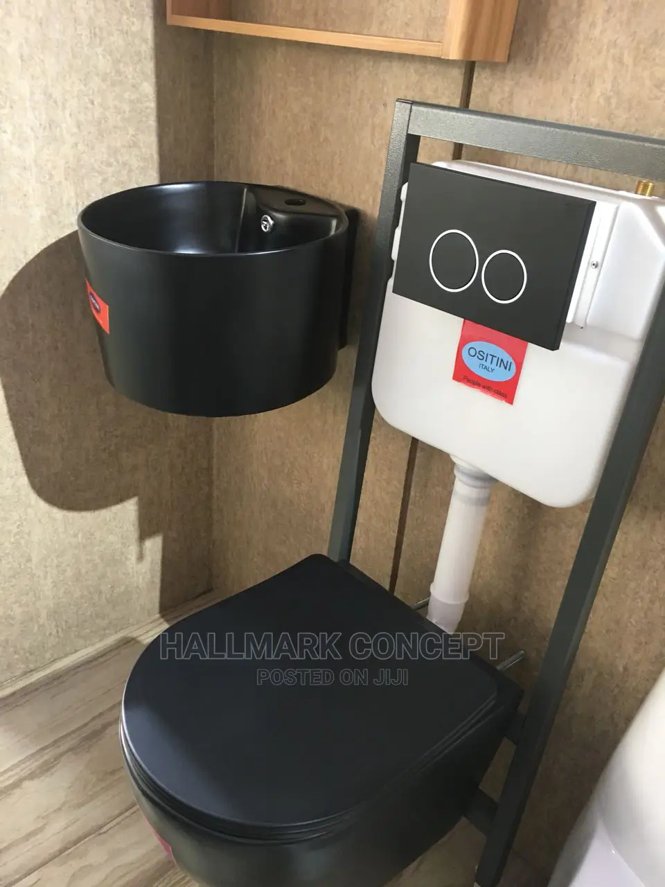 Executive Black Concealed Water Closets.
