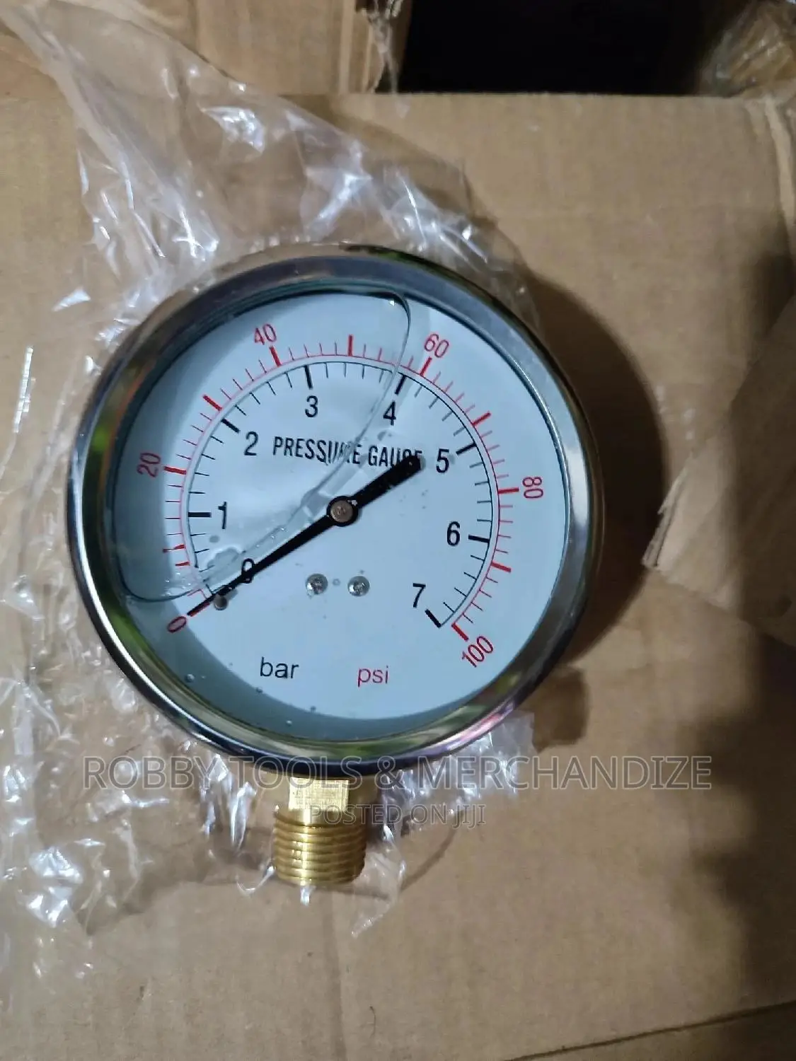 Pressure Gauge 7bar, 100psi 4"