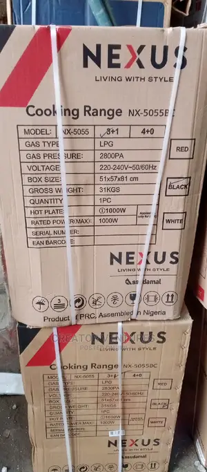Nexus Gas Cooker,3x1 Burner,Black Color,Golden Bunner.