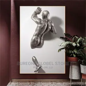 Metal Figure Statue Canvas Painting