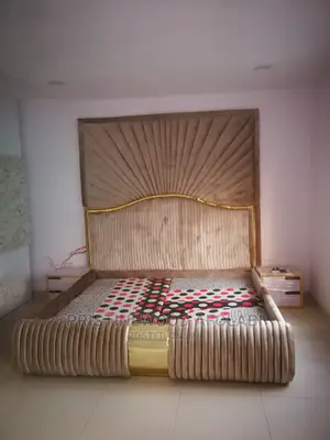 Quality High Back Rest 6 X 7 Fabric Padded Bed Frame With Drawers.