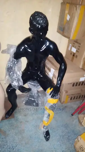 Black Fibre Sitting Down Male Full Body Mannequin