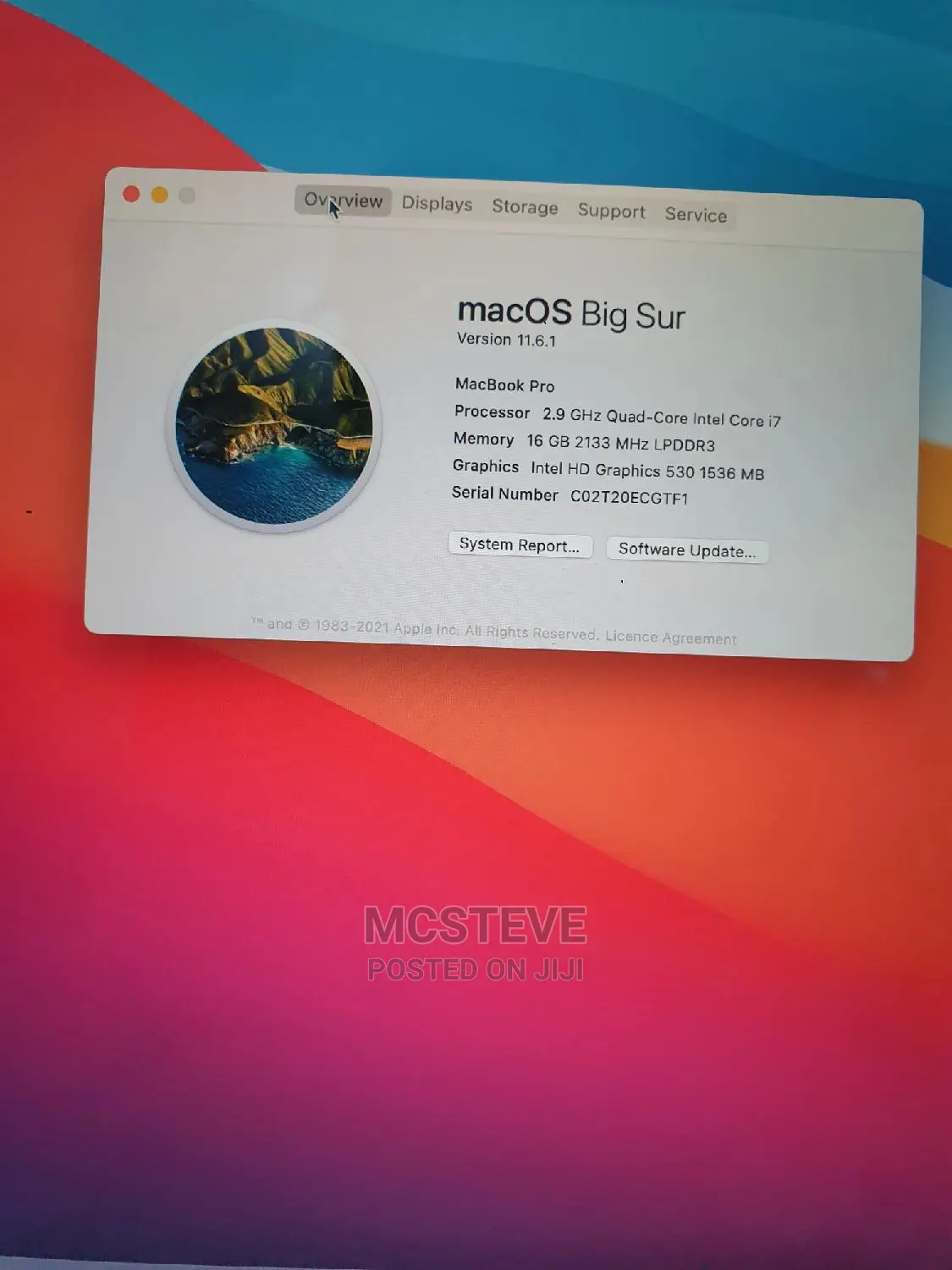 Laptop Apple MacBook Pro 2017 16GB Intel Core I7 SSD 500GB