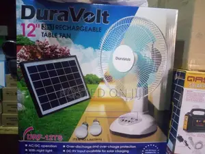 Duravolt 12" 3in1 A/C /Solar Rechargable Table Fan