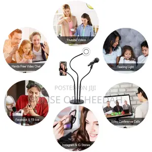 Selfie Ring Light and Cell Phone Mic Holder Stand