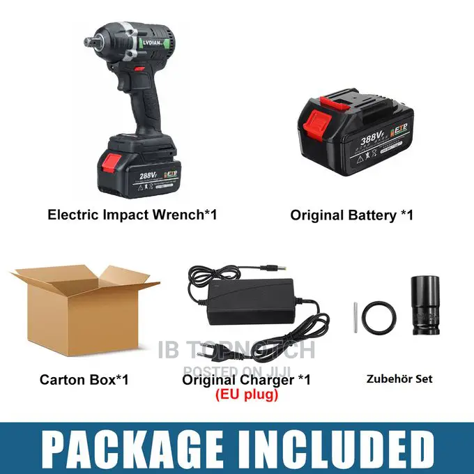 Cordless Rechargeable Impact Wrench Powerful Drive